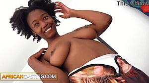 18yo ebony babe sucks producer's big cock deep to book gig?