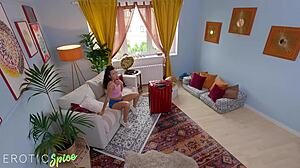 Landlord spies bbc teen mitzix licks pussy voyeur!