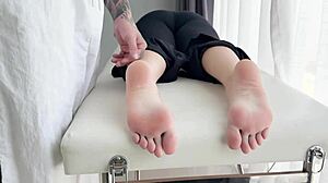 Oil massage feet then deep throat pounding