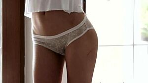 Adorable euro babe fucked missionary jizzed on shaved pussy