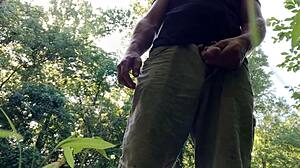 A guy jerks off publicly in the park with cum everywhere hoping no one notices