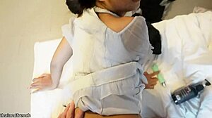 Thai teen 18 blue dress fucked cum mouth pov