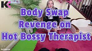 Bossy Blonde Therapist Body Swapped and Blackmailed into Submission!