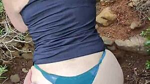 forest quickie flashes panties before wild doggystyle pounding