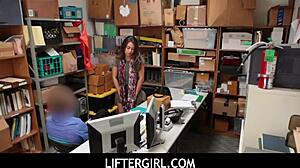 i lucked out fuckin petite young shoplifter teen hard in office clothes ripped off!!