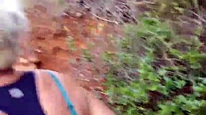 forest quickie flashes panties before wild doggystyle pounding