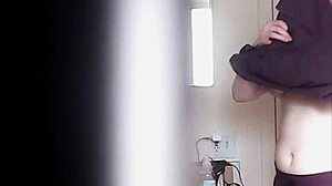 whoa big boobs blonde strips slow in voyeur change