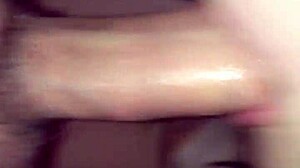 Petite teen spits messy on boyfriend's cock before doggy pounding.