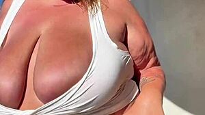 BBW MILF Flaunts Huge Tits Vacation Tease!