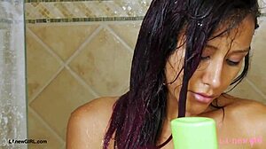 Elegant Brunette Takes Steamy Shower Beauty Photoshoot
