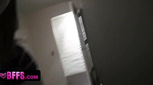 Pretty Teen Glasses Girl Pounded by Friend's Strapon at Pajama Party