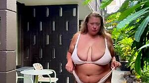 BBW MILF Flaunts Huge Tits Vacation Tease!