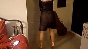 clothed slut in black dress satin panties doggystyle rimmed