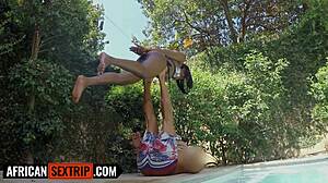 yoga ebony with huge naturals gets facefucked