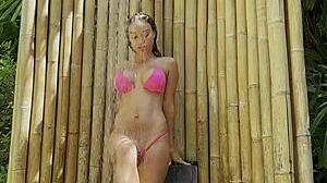 Monika Fox Teases Pink Bikini Exotic Locations Free