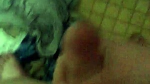 jerking off hard before shower cum blast