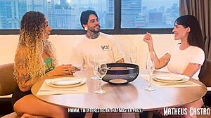 Bruninha and stellar lose game for wild threesome sex collab!