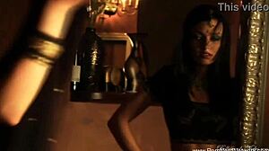 lovely indian milf strips naked teases big tits bed