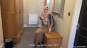 Shy arab stepmom shares hotel bed with horny stepson