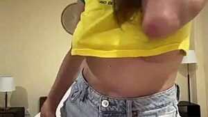 Big boobed friend massages in tight short shorts homemade