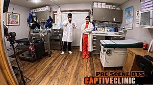 SHAVED LATINA ALIX AVERY SPREADS PUSSY In HUMILIATING LATEX Backstage!