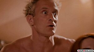 stepson sneaks in to join stepdad pounding stepmom hard.