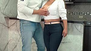 damn, this bored latina milf sucked me off then rode hard in the living room... condom busted and she slurped the cum!