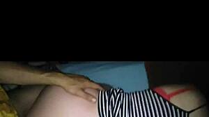 Creampie drips from girlfriend's pussy after doggystyle pounding alone