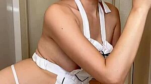 Cute Asian Woman Rides Dildo On Bed Playfully