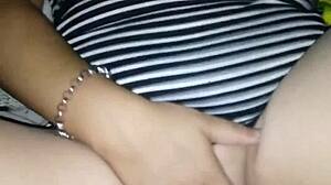 Creampie drips from girlfriend's pussy after doggystyle pounding alone