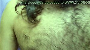 Hairy Bodybuilder Strips Outdoor Exhibition