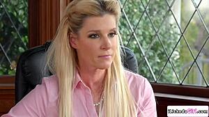 brunette tempts milf principal into intimate encounter