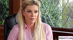 brunette tempts milf principal into intimate encounter