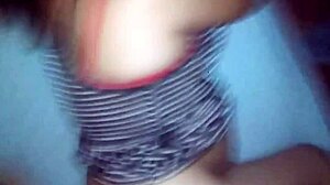 Creampie drips from girlfriend's pussy after doggystyle pounding alone
