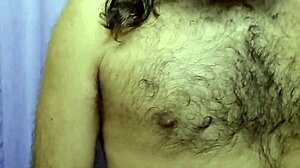 Hairy Bodybuilder Strips Outdoor Exhibition