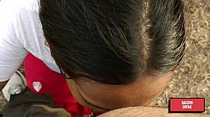 indian horny couple feels the passion explode in their outdoor forest fuck