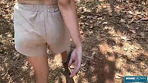 Horny babe sucks cock pov amateur outdoor adventure