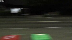 Trashy pierced milf submissive piss soaked on busy street taking rubbish out