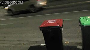 Trashy pierced milf submissive piss soaked on busy street taking rubbish out