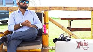 damn, this busty latina's huge tits and ass shine in outdoor casting ride