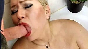 Aimee's wild bathroom milf antics