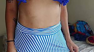 skinny teen fingers shaved pussy to squirting orgasm alone