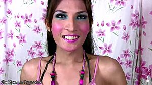 filipina ladyboy teases shaved cock big clit tiny tits striptease