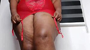 THICK THIGHS HOTWIFE TEASES IN RED LINGERIE FULL VID