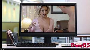 stepson pounds my huge tits in titty fuck frenzy