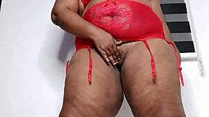 THICK THIGHS HOTWIFE TEASES IN RED LINGERIE FULL VID