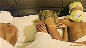 post-lecture threesome: roommates ravage slim ebony babe's wet pussy hard?