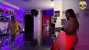 bartender seduces bareback fucks curvy redhead milf wet pussy