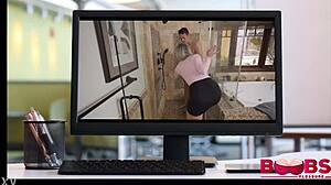 stepson pounds my huge tits in titty fuck frenzy