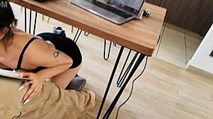 OMG CUTE GF SUCKS HUGE COCK WHILE I WORK!